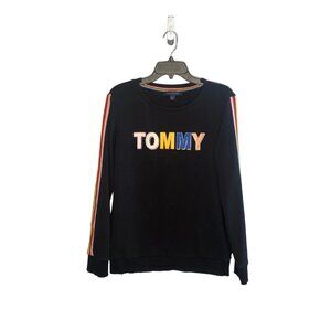 Tommy Hilfiger women’s Spell Out Logo patchwork letter Crewneck Sweatshirt Large